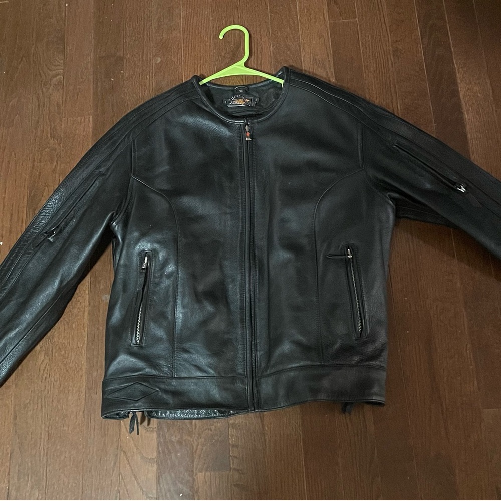 Power Trip Men’s Leather Motorcycle Jacket w/ Liner sz XL